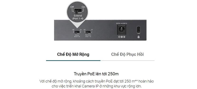 Switch 5 cổng TP-Link Litewave LS105LP | 4 cổng PoE+ | Công Suất PoE 41W